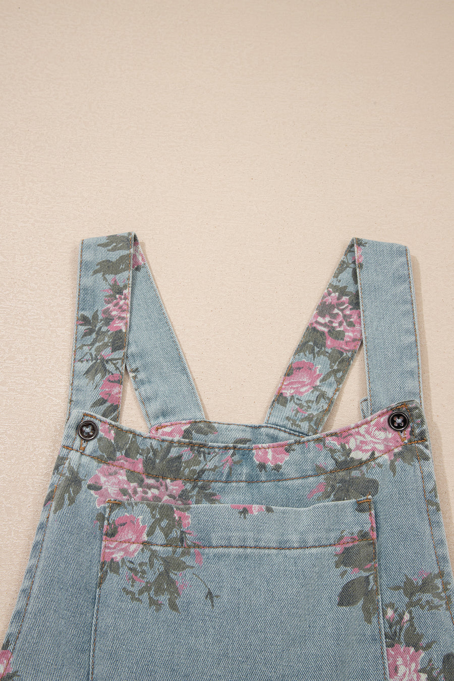 Floral Print Pleated High-Waist Wide Leg Denim Overalls- 3 Colors