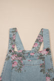 Floral Print Pleated High-Waist Wide Leg Denim Overalls- 3 Colors
