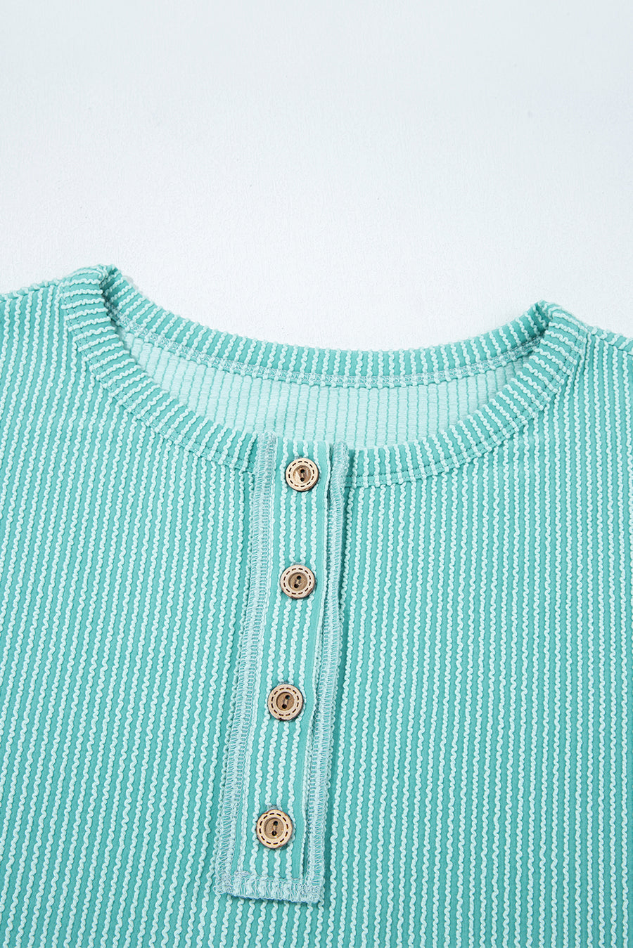 Twisted Ribbed Color Block Patchwork Long Sleeve Henley Shirt
