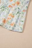 Orange Floral Print Smocked High Waist Puff Sleeve Mini Dress