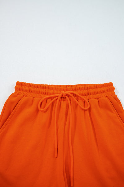 Varsity Striped Sleeve Drop Shoulder Sweatshirt and Shorts Set- 5 Colors