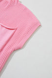 Green Pocket Ribbed Knit Short Sleeve Sweater- 9 Colors