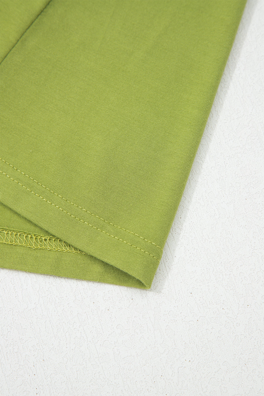 Fern Green Solid V Neck Cap Sleeve Tunic Elastic Waist Versatile Maxi Dress