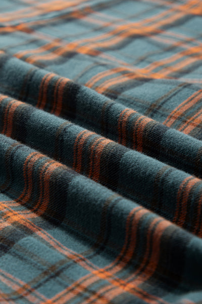 Green Plaid Long Sleeve Collar Shirt Shacket