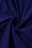 Navy Blue Drawstring Elastic Waist Built-In Brief Swim Shorts