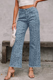 Print Frayed Edge Wide Leg High-Waist Jeans- 7 Styles