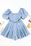 Valerian Square Neck Ruched Puff Sleeve Romper