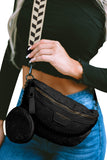 Floral & Geometric Strap PU Crossbody Bag With Coin Purse