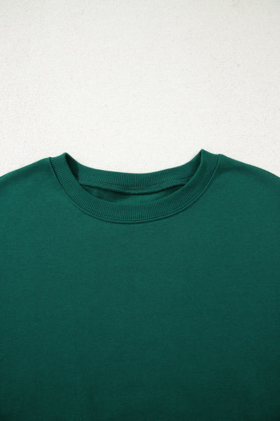 Varsity Striped Sleeve Drop Shoulder Sweatshirt and Shorts Set- 5 Colors