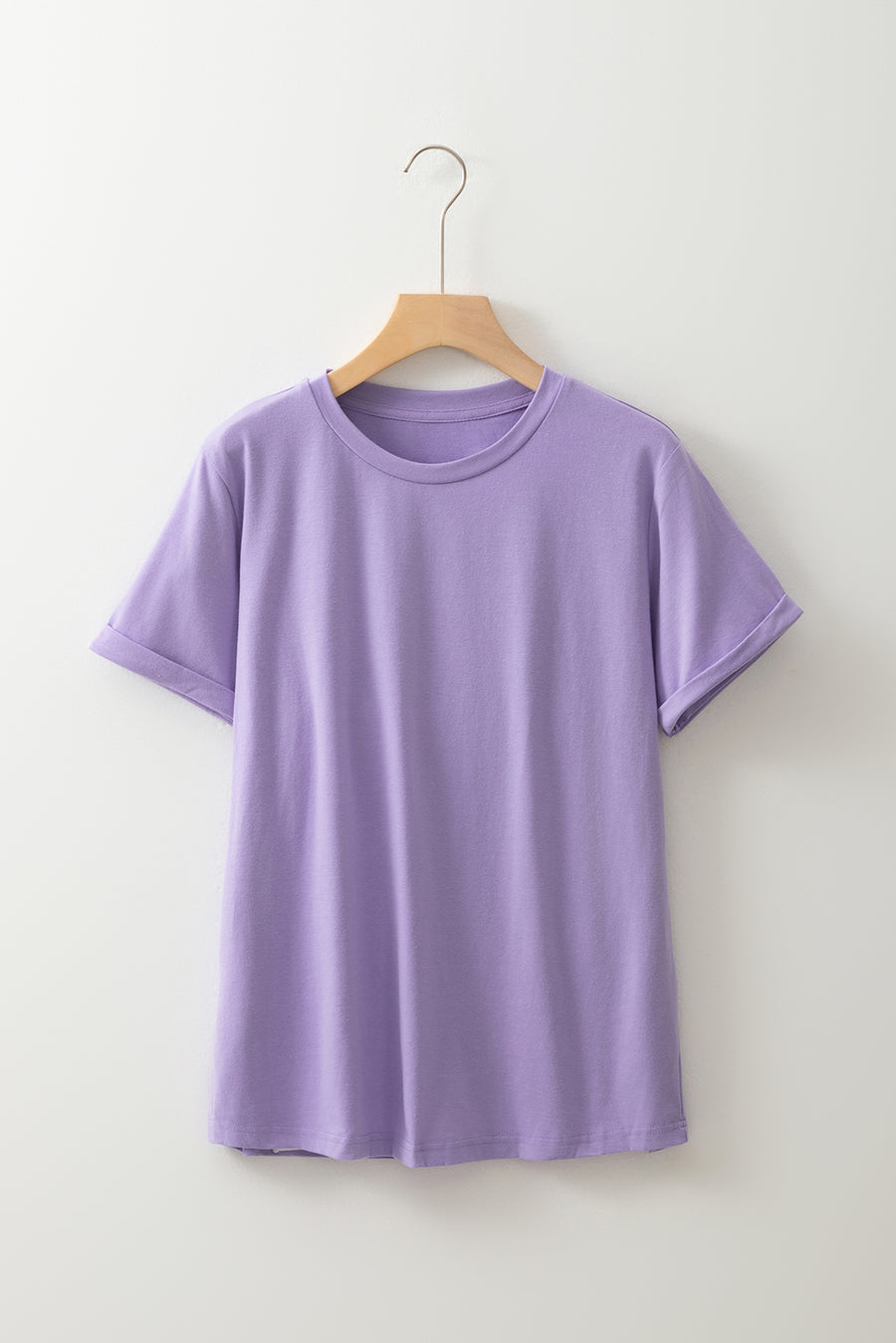 Basic Crew Neck Rolled Sleeve T-Shirt- 12 Colors