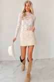 Floral Mock Neck Lace Long Sleeve Mesh  Top- 2 Colors