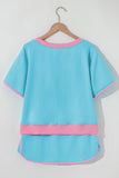 *Pre-Order* Color Block Drop Shoulder T-Shirt and Skort Set- 5 Colors