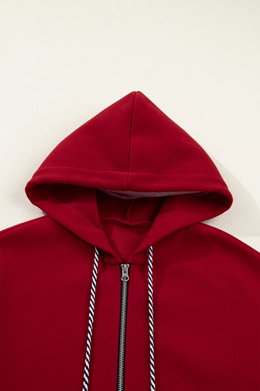 Contrast Cuff Drop Shoulder Zip-Up Tunic Hoodie- 3 Colors