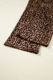 Leopard Print & Embroidered Bow Long Sleeve Top and Pants Set