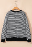 Striped Ribbed Exposed Seam Long Sleeve Oversized Top- 3 Colors