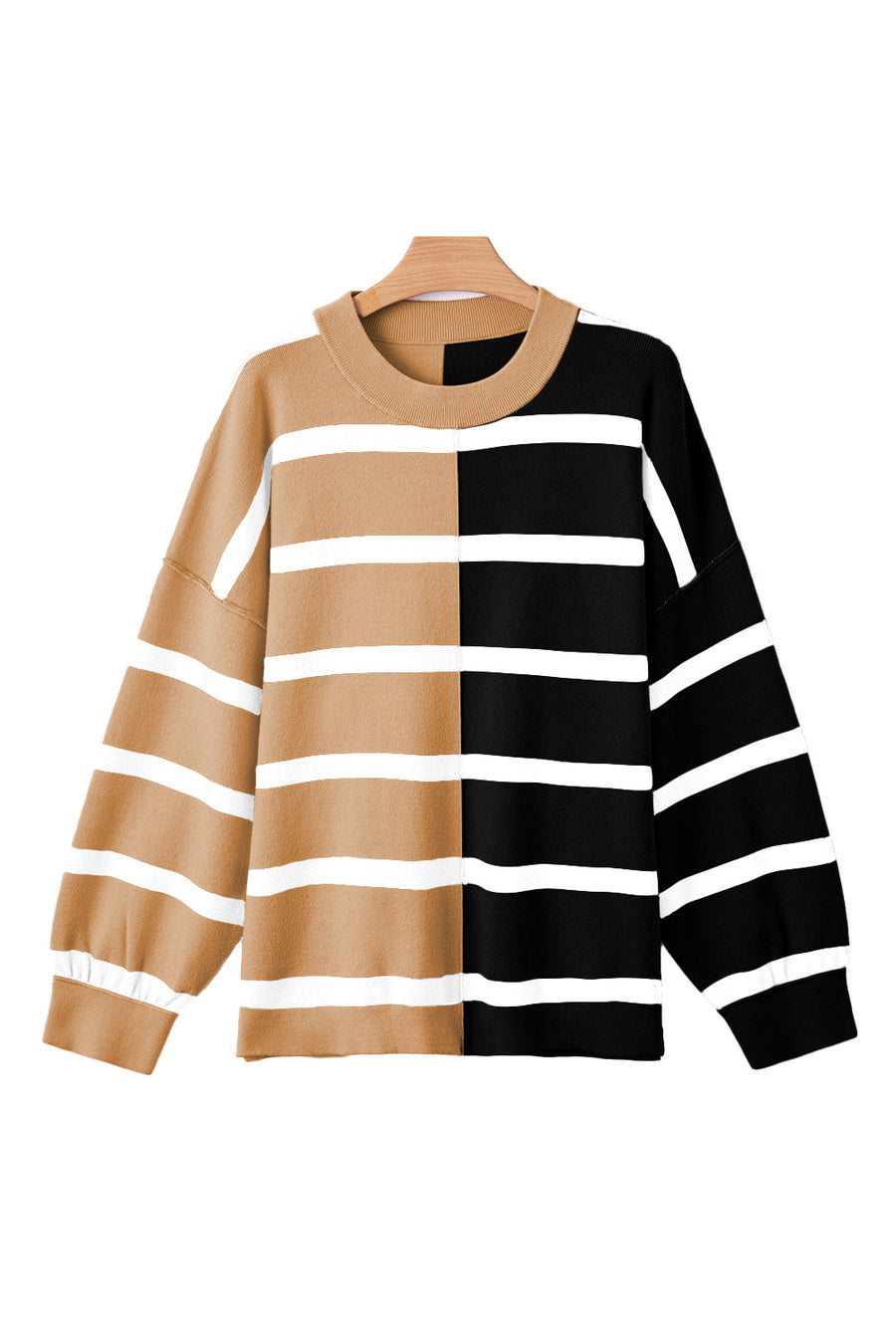 Striped Exposed Seam Patchwork Loose Fit Sweater- 4 Colors