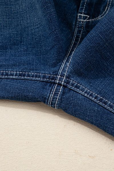 Sail Blue Stitched Waist Detail Cuffed Jeans