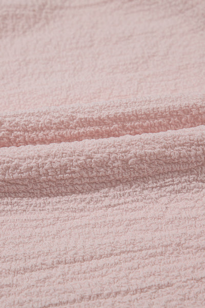 Pink Gossamer Textured Bow Frilled Ruffle Sleeve Blouse