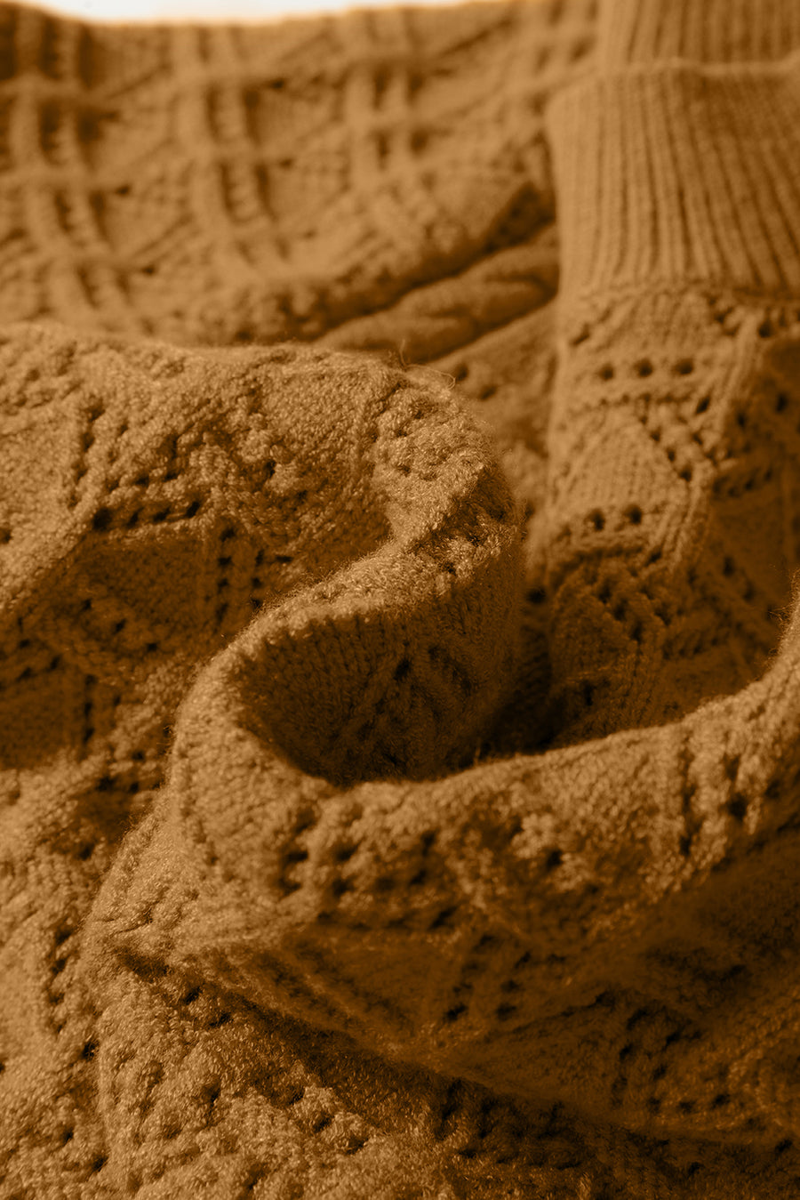Jurassic Gold Crochet Balloon Sleeve Sweater