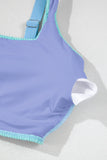 Corded Color Block Square Neck Tankini- 3 Colors