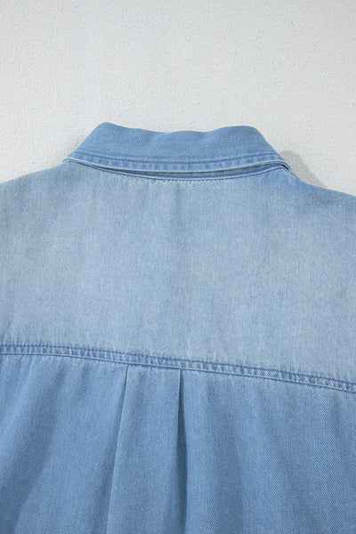 Beau Blue Washed Raw Hem Denim Shirt Dress