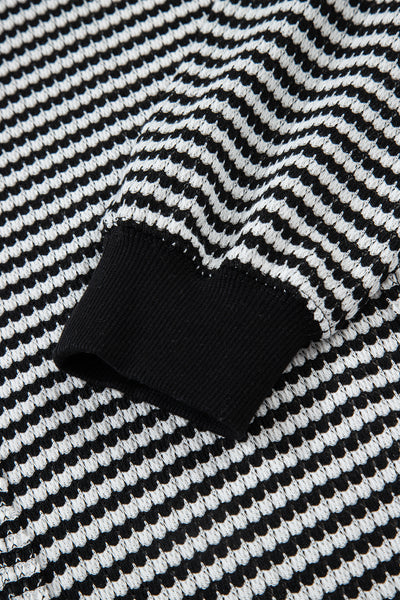 Striped Ribbed Exposed Seam Long Sleeve Oversized Top- 3 Colors