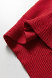 Red Pearl Embellished Double Ruffle Short Sleeve Sweater
