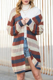 Blue Multi Openwork Color Block Knit Cardigan
