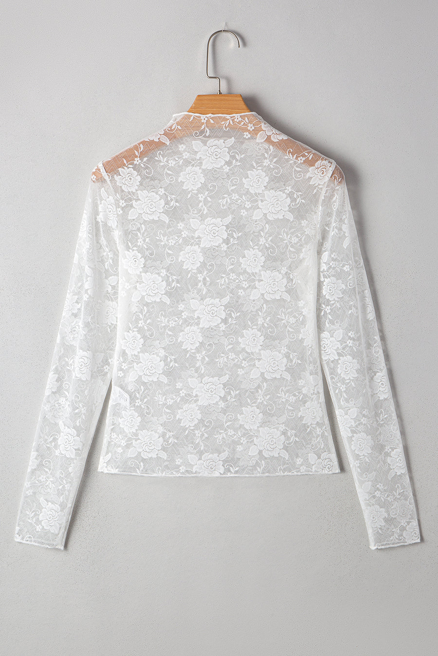 Floral Mock Neck Lace Long Sleeve Mesh  Top- 2 Colors