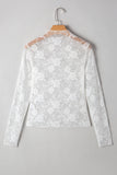 Floral Mock Neck Lace Long Sleeve Mesh  Top- 2 Colors