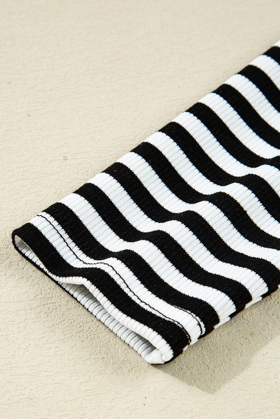 Black & White Striped Cutout Long Sleeve Top
