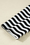 Black & White Striped Cutout Long Sleeve Top