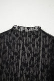 Floral Lace Sheer Long Sleeve Slim Fit Top- 3 Colors