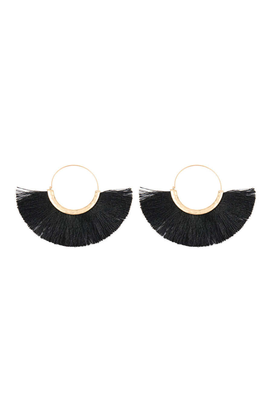 Fan Tassel Hoop Earrings- 9 Colors