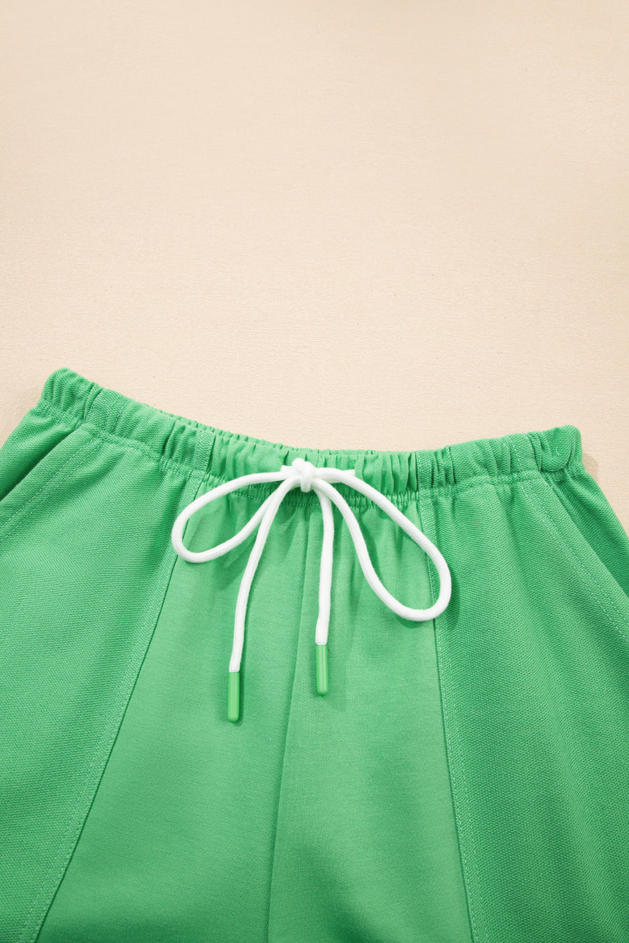 V-Neck Drop Shoulder T-Shirt and Patchwork Shorts Set- 3 Colors