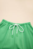 V-Neck Drop Shoulder T-Shirt and Patchwork Shorts Set- 3 Colors
