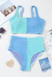 Corded Color Block Square Neck Tankini- 3 Colors