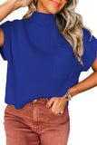 Green Pocket Ribbed Knit Short Sleeve Sweater- 9 Colors