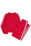 Varsity Striped Cropped Sweatshirt and Wide Leg Pants Matching Set- 5 Colors