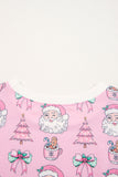 Pink Santa Claus Graphic Christmas Tree Long Sleeve Pajama Set- 2 Colors