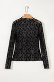 Floral Lace Sheer Long Sleeve Slim Fit Top- 3 Colors