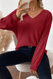 Leopard Print V-Neck Bow Back Ribbed Long Sleeve Sweater- 2 Colors