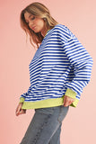 Striped Contrast Trim Oversized Sweatshirt- 4 Colors