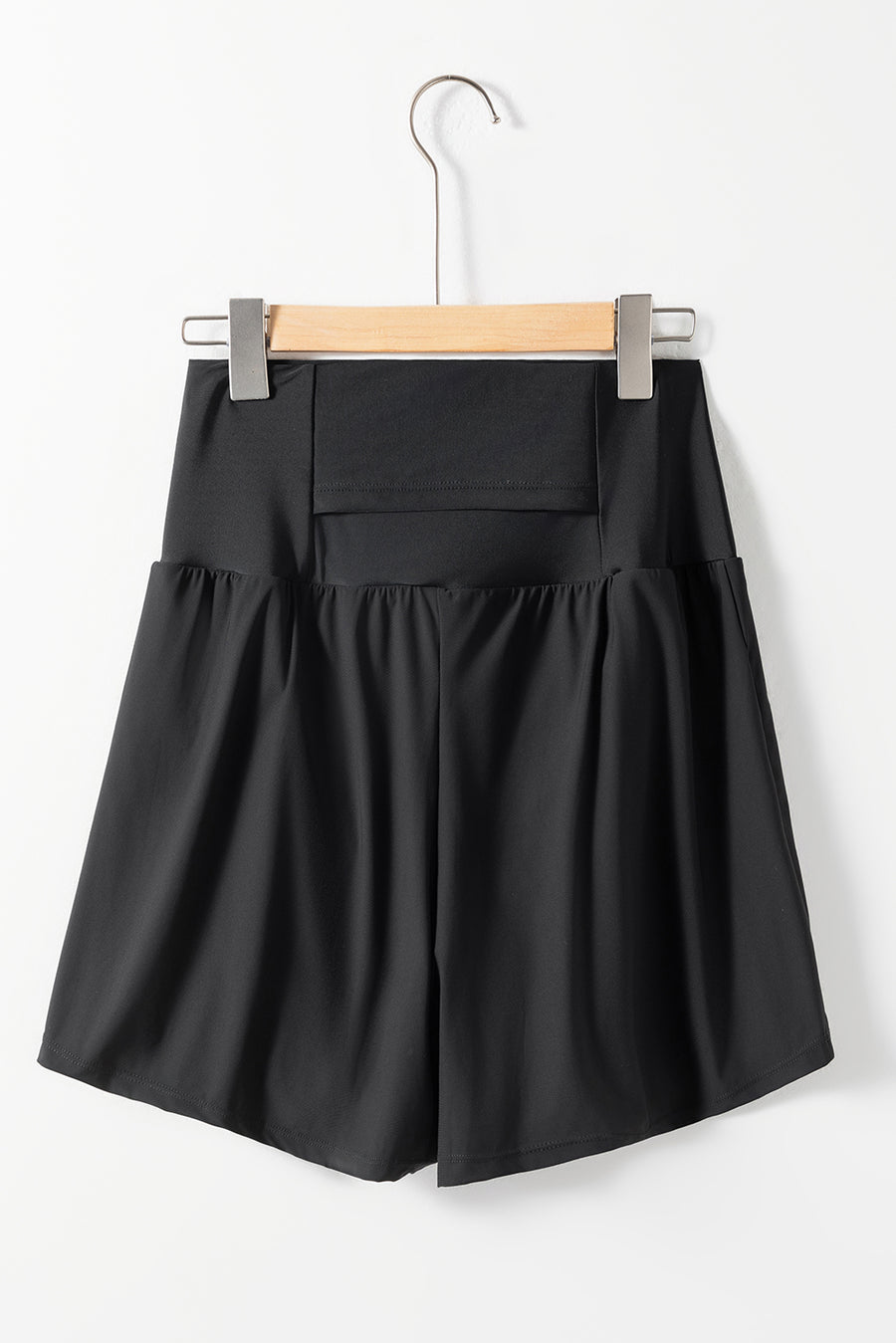 Black High-Waist Wide Band Back Pocket Swim Shorts
