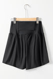 Black High-Waist Wide Band Back Pocket Swim Shorts