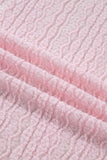 Light Pink Flounced Long Sleeve Mock Neck Sheer Lace Top