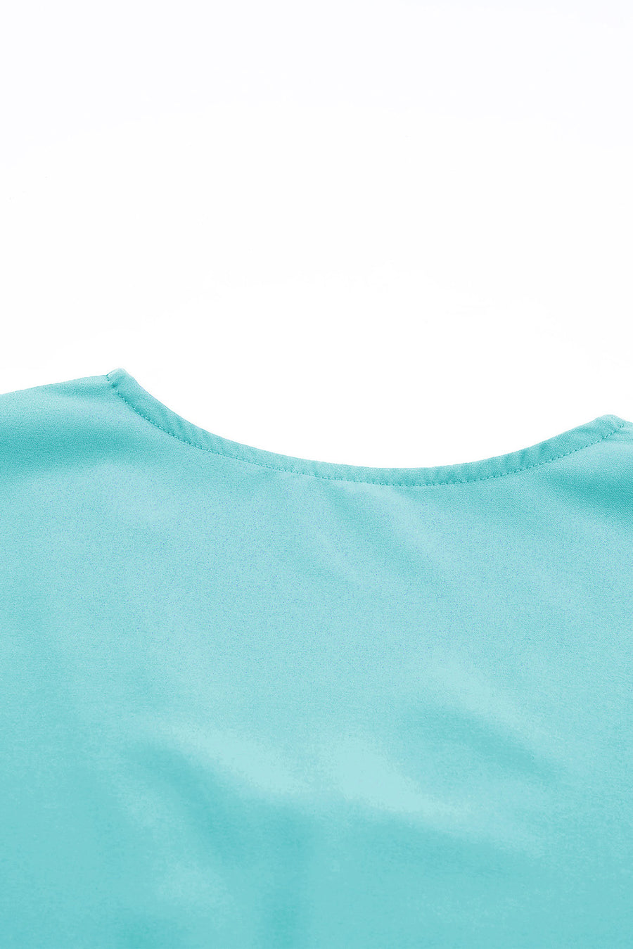 Green Lace Trim V Neck Short Sleeve Blouse