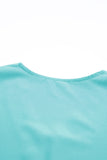 Green Lace Trim V Neck Short Sleeve Blouse
