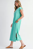 Mineral Wash T-Shirt Dress with Pockets- 3 Colors
