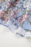 Sky Blue Floral Tiered Patchwork Spaghetti Strap Mini Dress